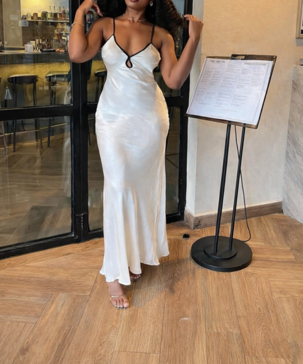 White satin slip dress