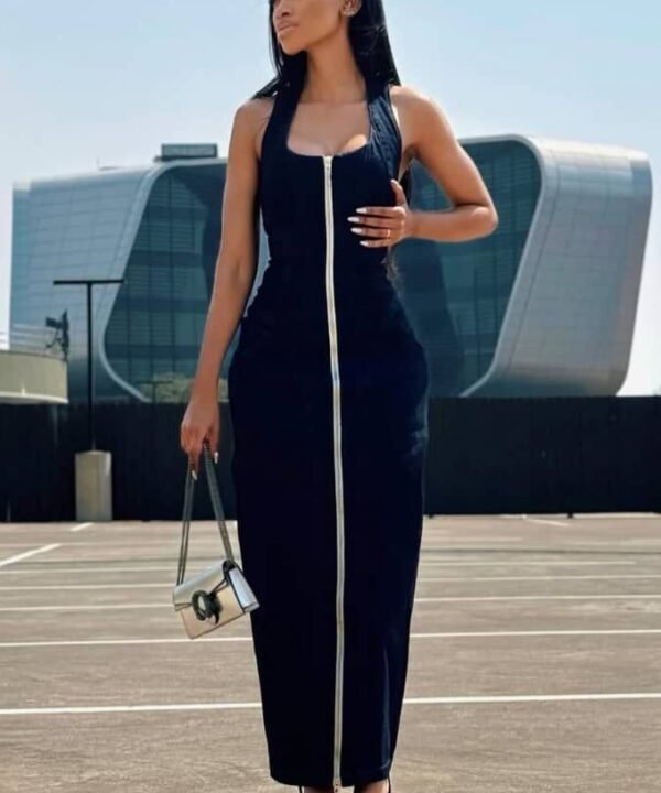 Sleeveless Halter-Neck Dress
