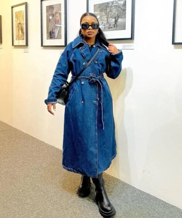 Long Denim Trench Coat