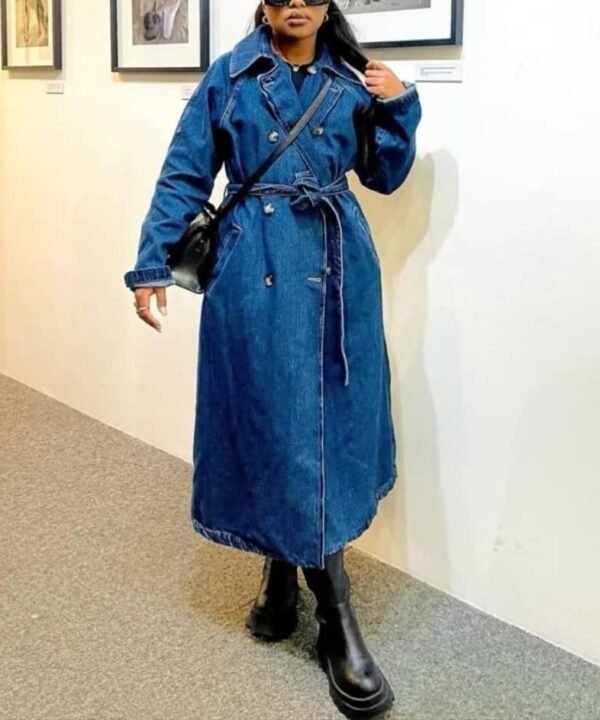 Long Denim Trench Coat