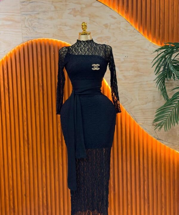 Long‑Sleeve Lace Midi Dress