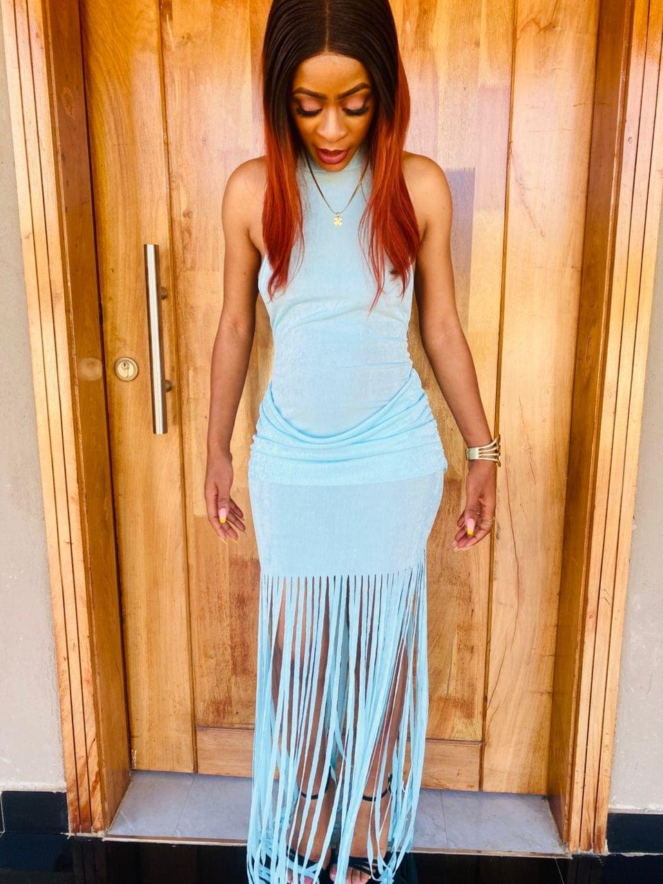 Backless Halter Neck Fringe Maxi Dress - Image 4