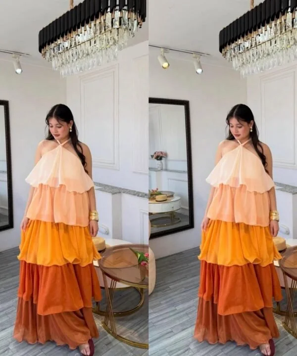 Tiered Neck Maxi Dress